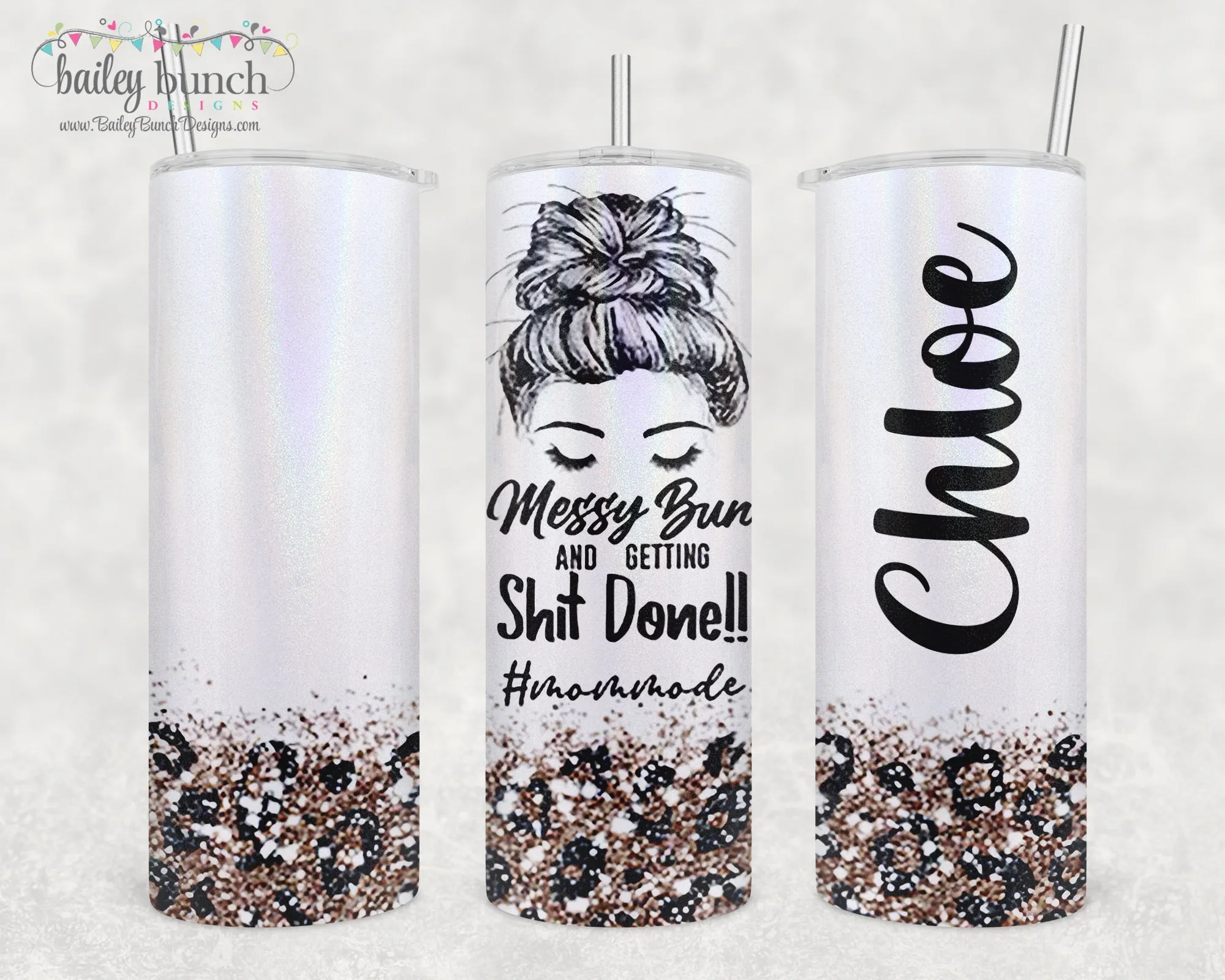 #MOMMODE Leopard Shimmer Glitter Tumbler TUMBMOMMODE0520