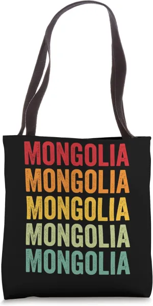 Mongolia Rainbow Text Design, Mongolia Country Tote Bag