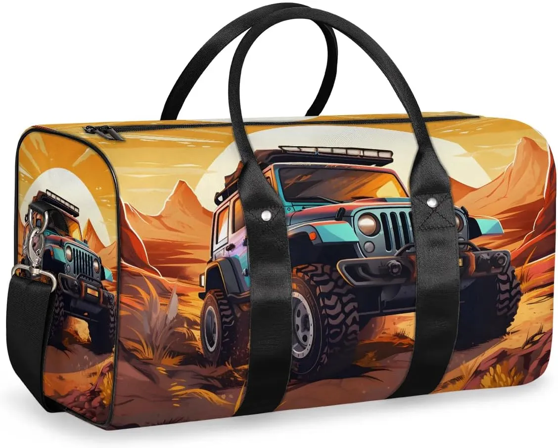Monster Truck Car Travel Duffel Bag for Women Men Waterproof Foldable Overnight Weekender Bag Large Capacity Sports Gym Bag