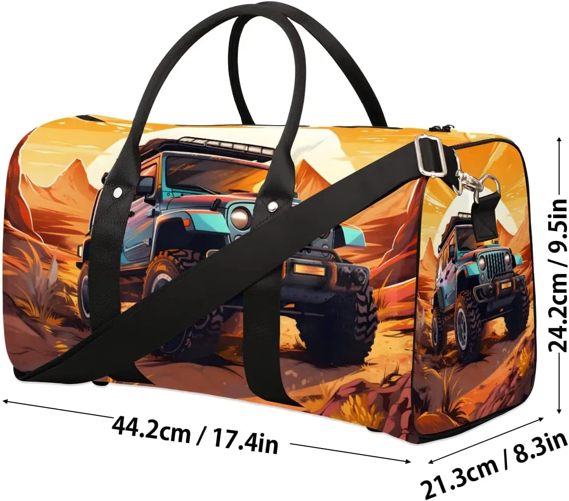 Monster Truck Car Travel Duffel Bag for Women Men Waterproof Foldable Overnight Weekender Bag Large Capacity Sports Gym Bag