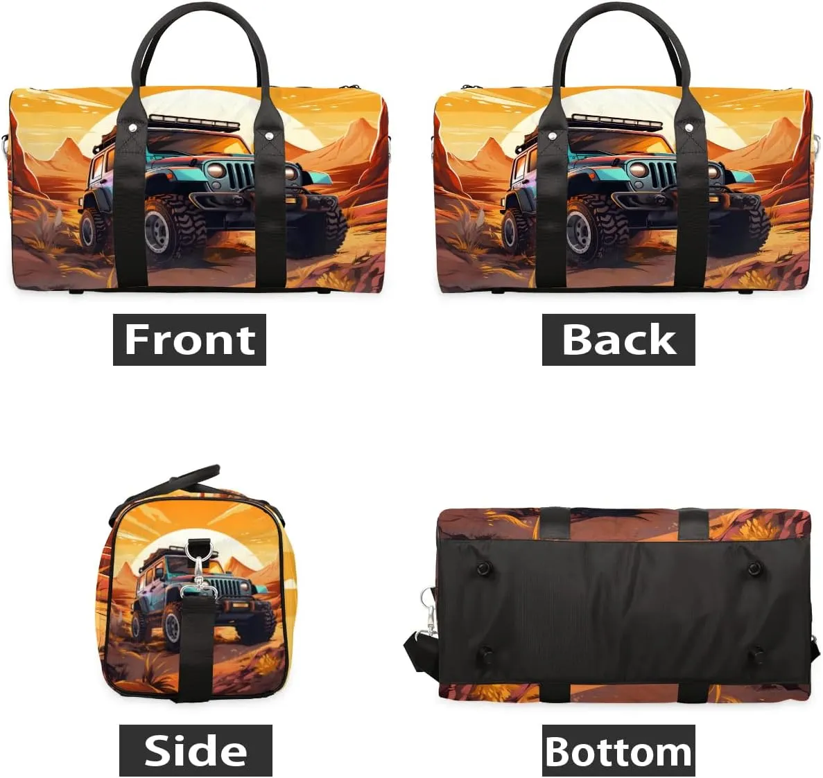 Monster Truck Car Travel Duffel Bag for Women Men Waterproof Foldable Overnight Weekender Bag Large Capacity Sports Gym Bag