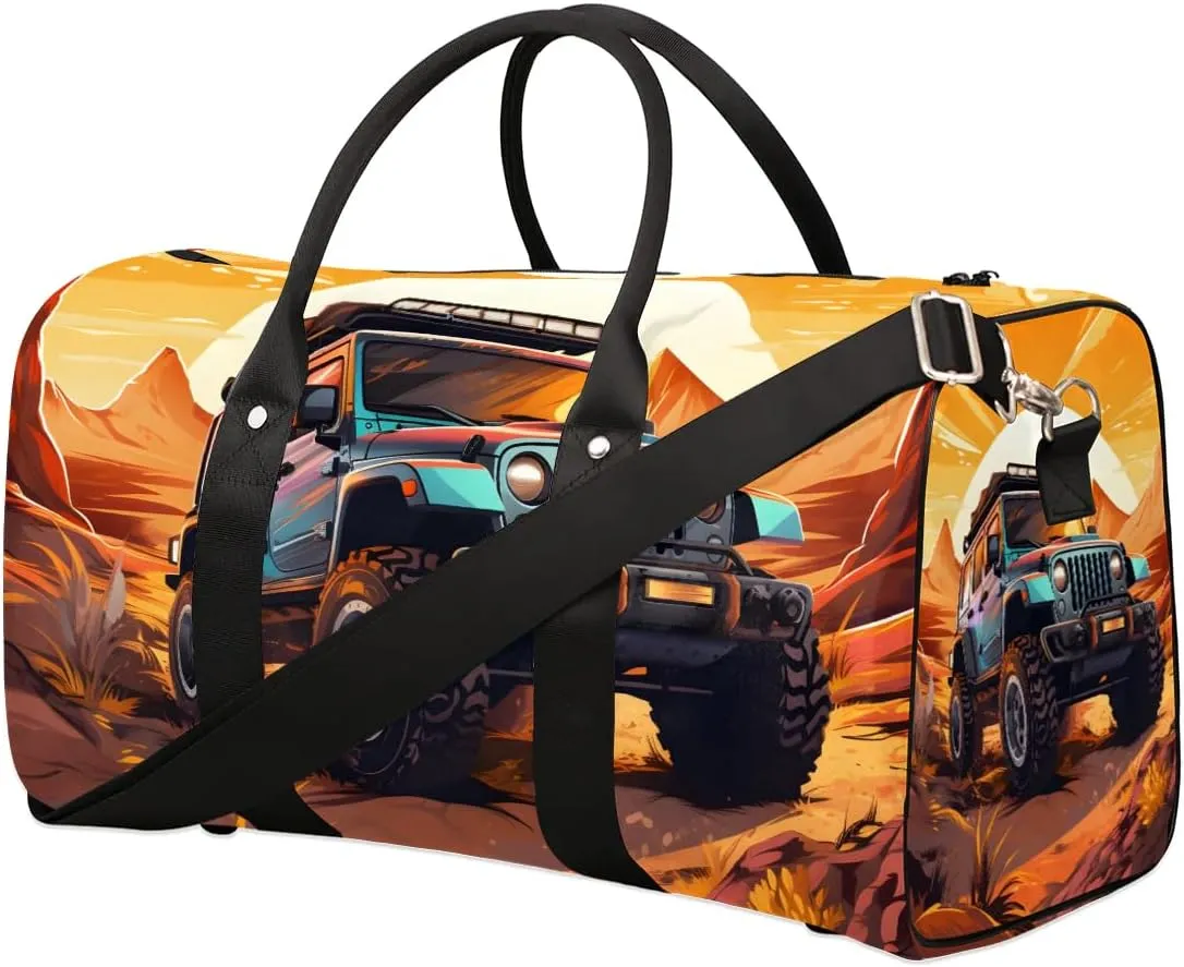 Monster Truck Car Travel Duffel Bag for Women Men Waterproof Foldable Overnight Weekender Bag Large Capacity Sports Gym Bag