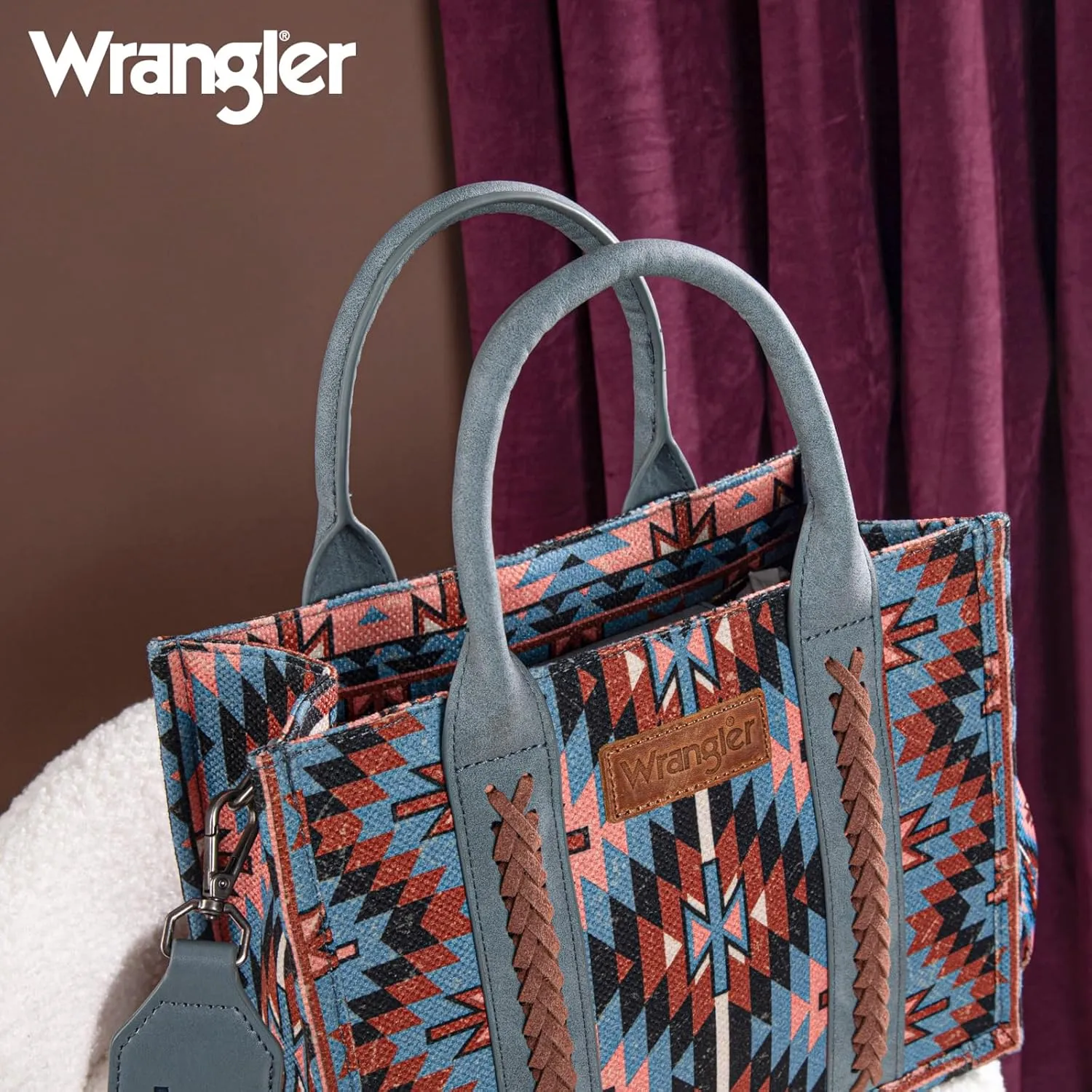 Montana West X Wrangler Tote Bag for Women Boho Aztec Shoulder Purse Top Handle Satchel Handbag