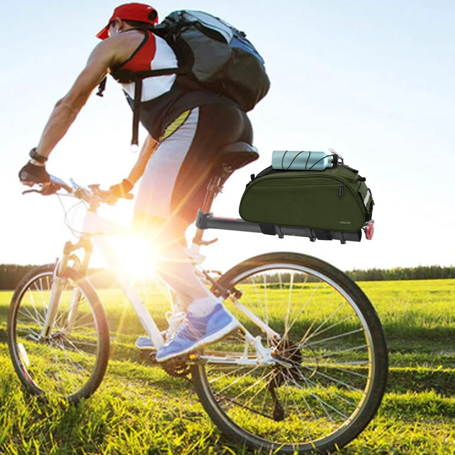 MOSISO Bike Rack Bag, Waterproof Bicycle Trunk Pannier Rear Seat Pouch Cycling Bike Carrier Backseat Storage Luggage Saddle Shoulder Bag