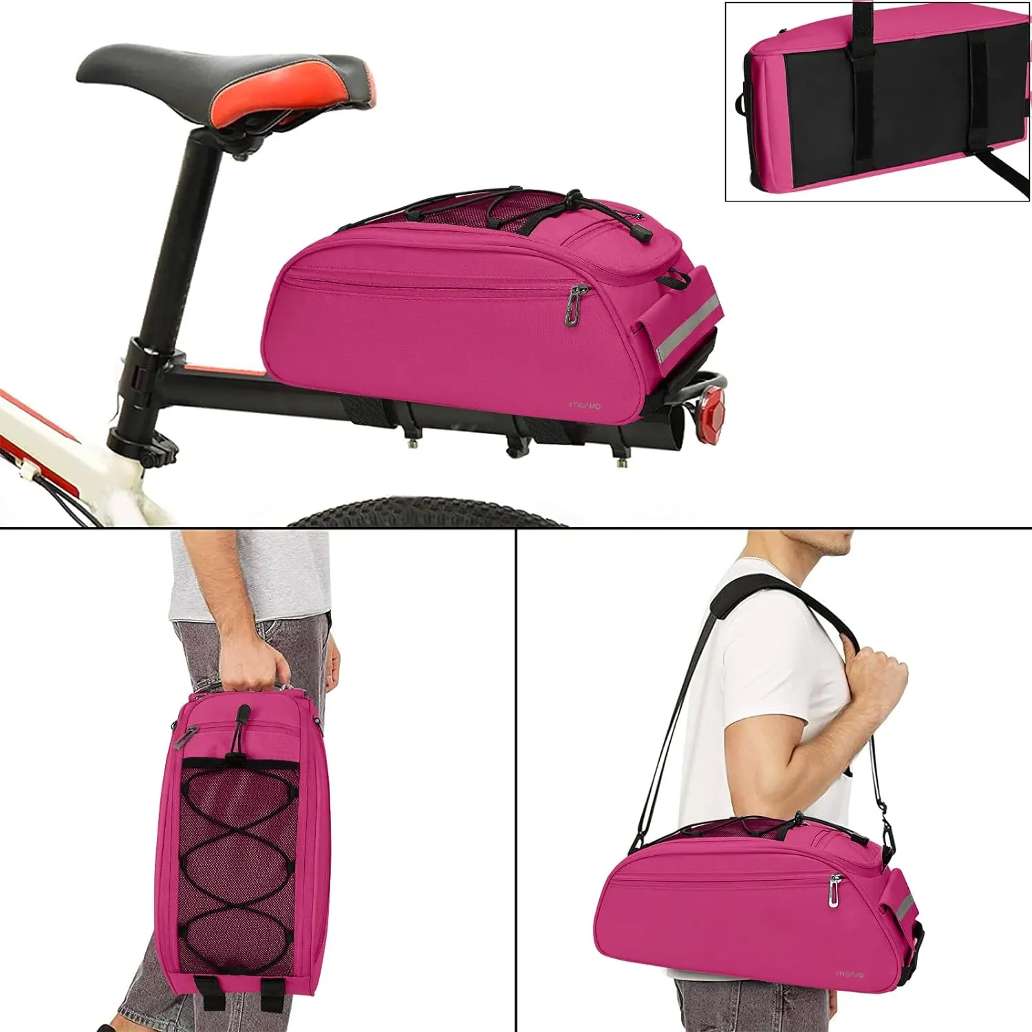 MOSISO Bike Rack Bag, Waterproof Bicycle Trunk Pannier Rear Seat Pouch Cycling Bike Carrier Backseat Storage Luggage Saddle Shoulder Bag