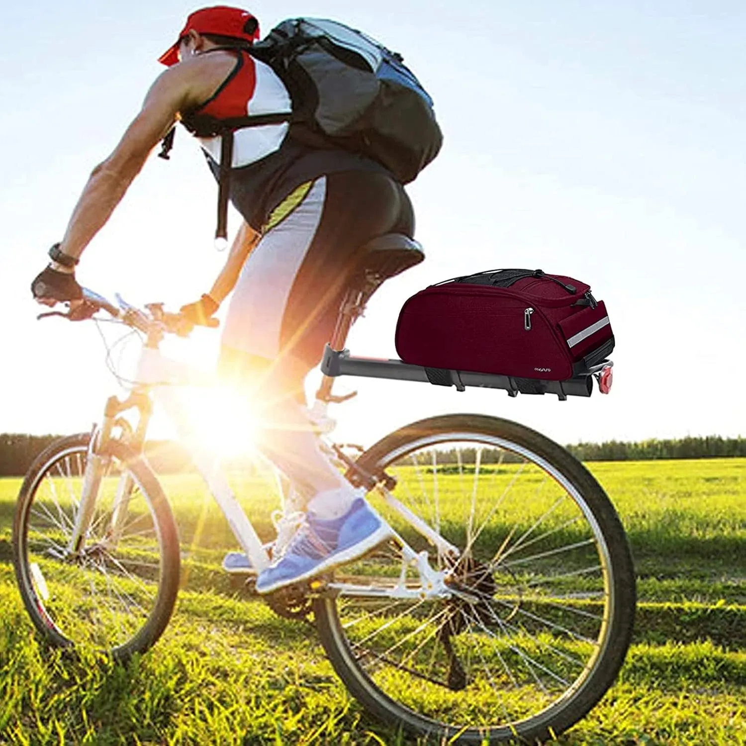 MOSISO Bike Rack Bag, Waterproof Bicycle Trunk Pannier Rear Seat Pouch Cycling Bike Carrier Backseat Storage Luggage Saddle Shoulder Bag
