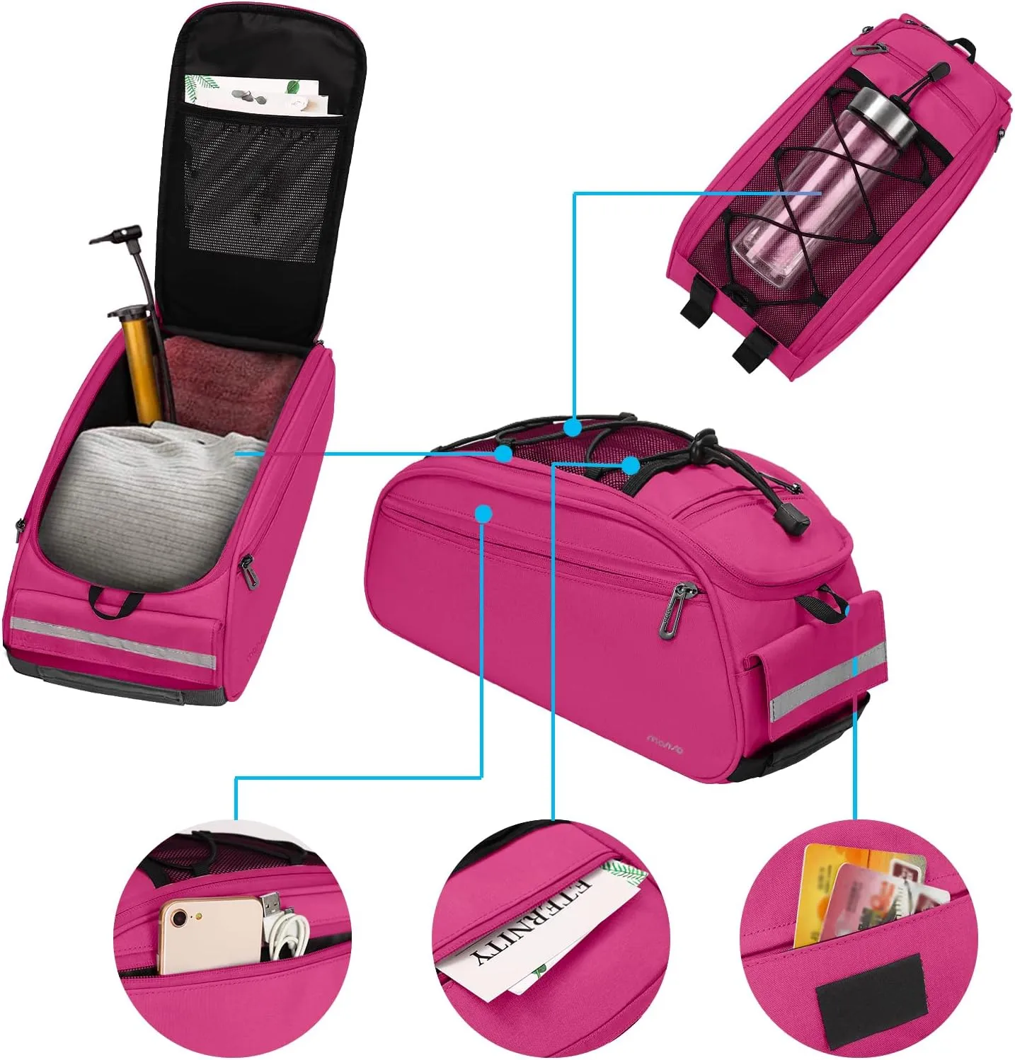 MOSISO Bike Rack Bag, Waterproof Bicycle Trunk Pannier Rear Seat Pouch Cycling Bike Carrier Backseat Storage Luggage Saddle Shoulder Bag