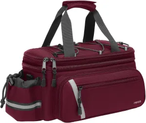 MOSISO Bike Rack Bag with Rain Cover, Bike Trunk Cooler Handag Insulated Bicycle Rear Seat Pouch with 2 Side Foldable Panniers, 8L Cycling Backseat Storage Cargo Saddle Shoulder Bag, Wine Red