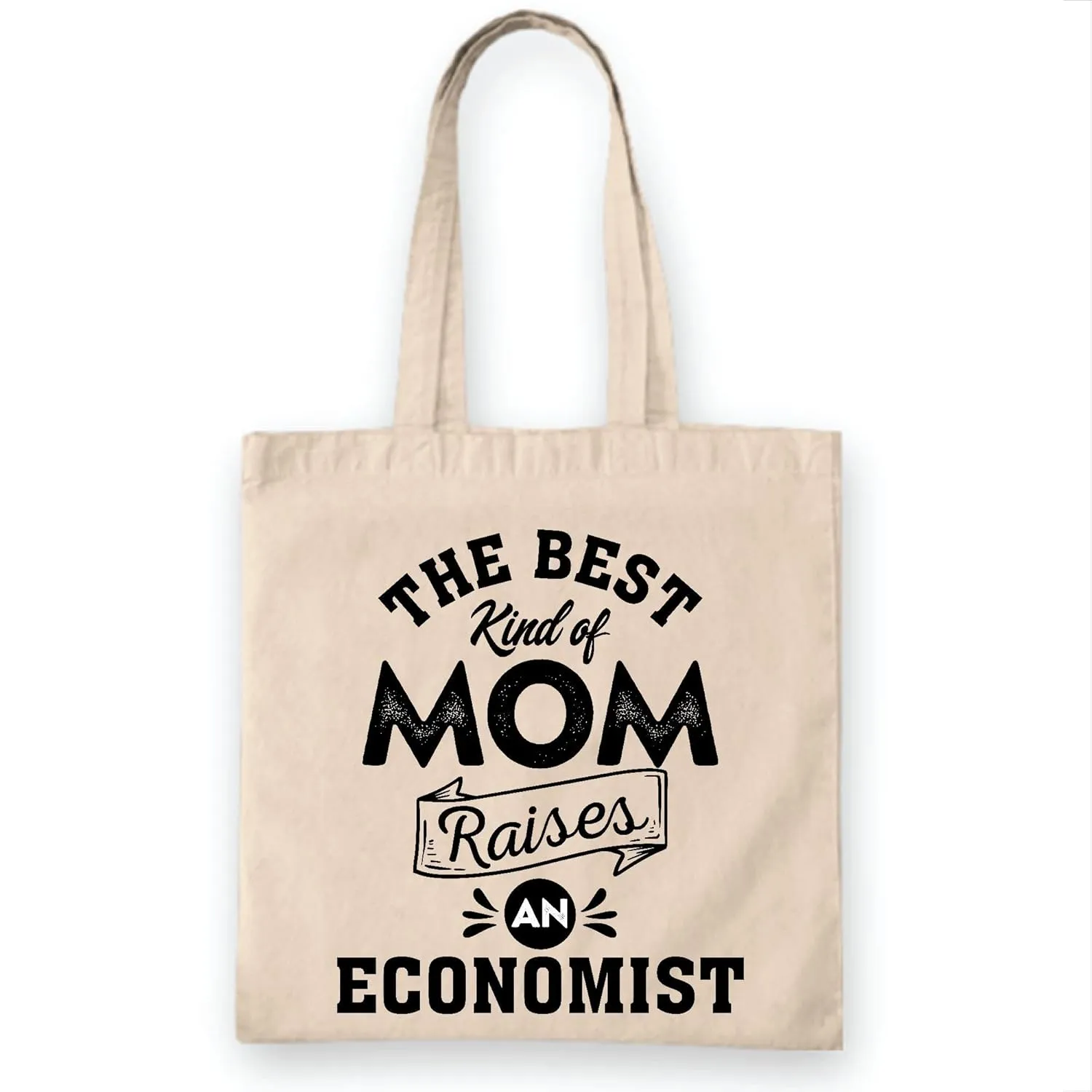 Mothers Day Gift for Economist Mom Best Kind of Mom Raises an Economist Natural White Multicolor Canvas Tote Bag