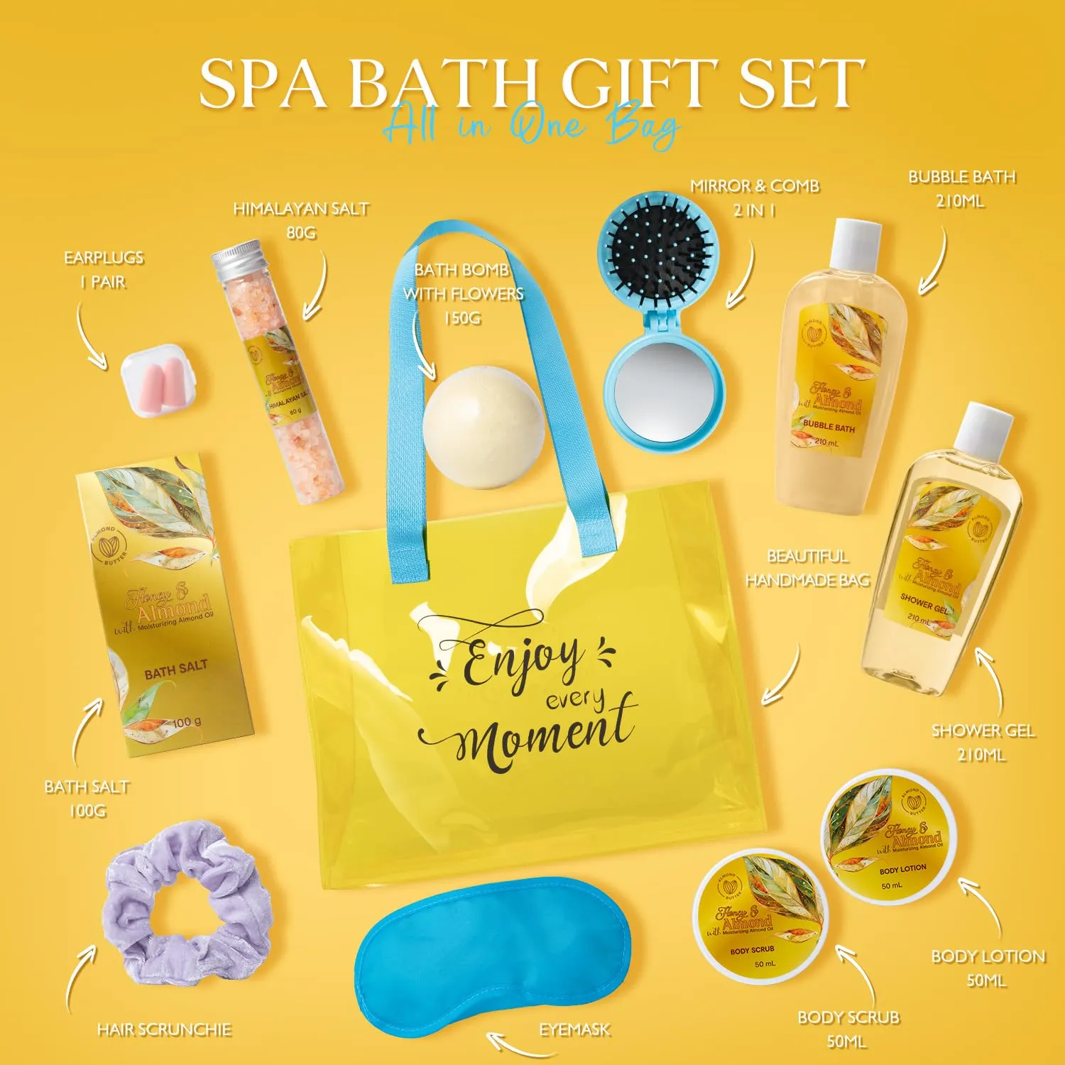 Mother's Day Gifts Travel Shower Set with Tote Bag for women Teen Girls Beach Bag Spa Kit Body Care Kit, Birthday gifts for teenage Spa Gift Gym Vacation