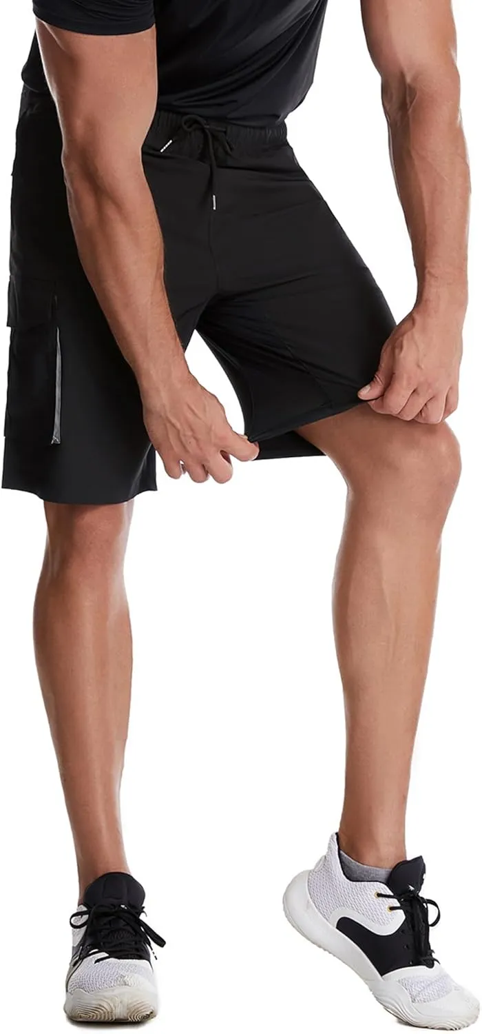 Mr.Stream Men's Summer Quick Drying Fishing Zipper Pocket Elastic Waist Golf Cargo Shorts