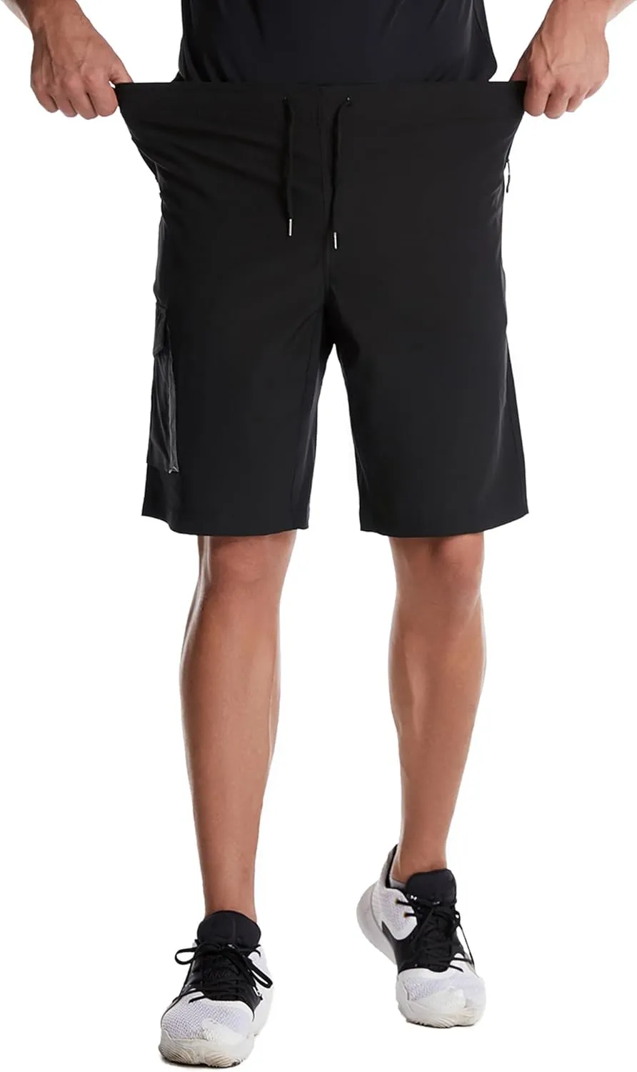 Mr.Stream Men's Summer Quick Drying Fishing Zipper Pocket Elastic Waist Golf Cargo Shorts