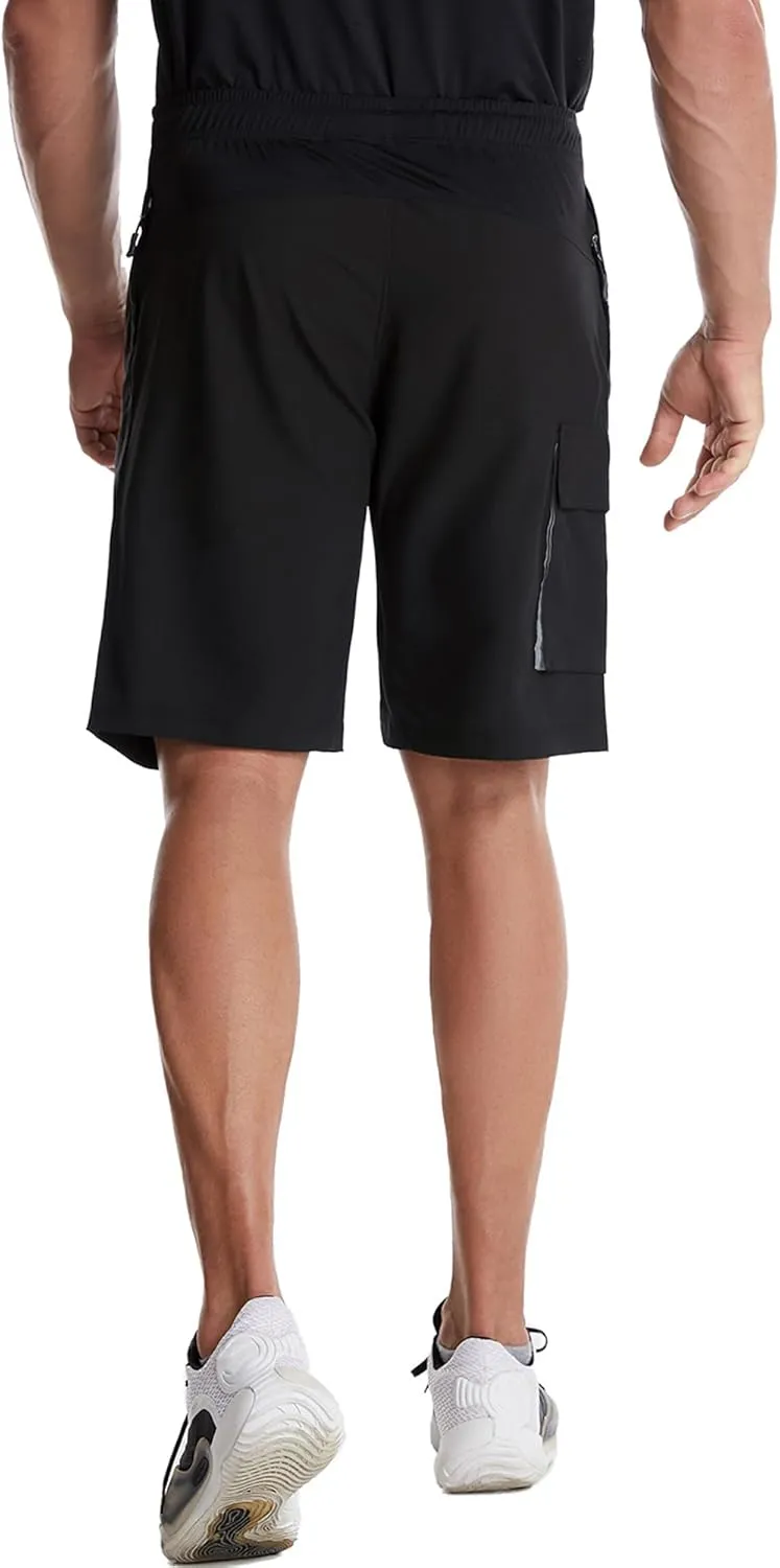 Mr.Stream Men's Summer Quick Drying Fishing Zipper Pocket Elastic Waist Golf Cargo Shorts