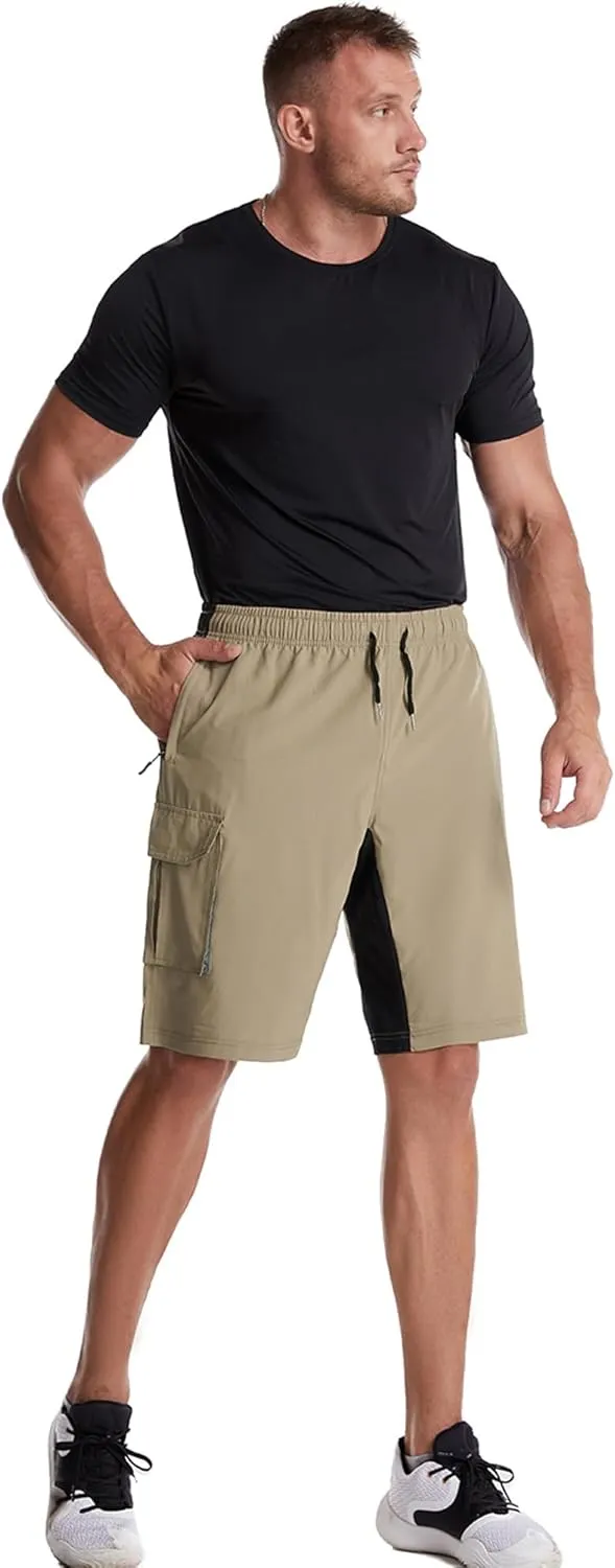 Mr.Stream Men's Summer Quick Drying Fishing Zipper Pocket Elastic Waist Golf Cargo Shorts