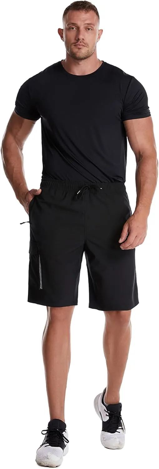 Mr.Stream Men's Summer Quick Drying Fishing Zipper Pocket Elastic Waist Golf Cargo Shorts