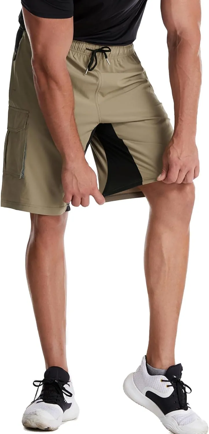 Mr.Stream Men's Summer Quick Drying Fishing Zipper Pocket Elastic Waist Golf Cargo Shorts