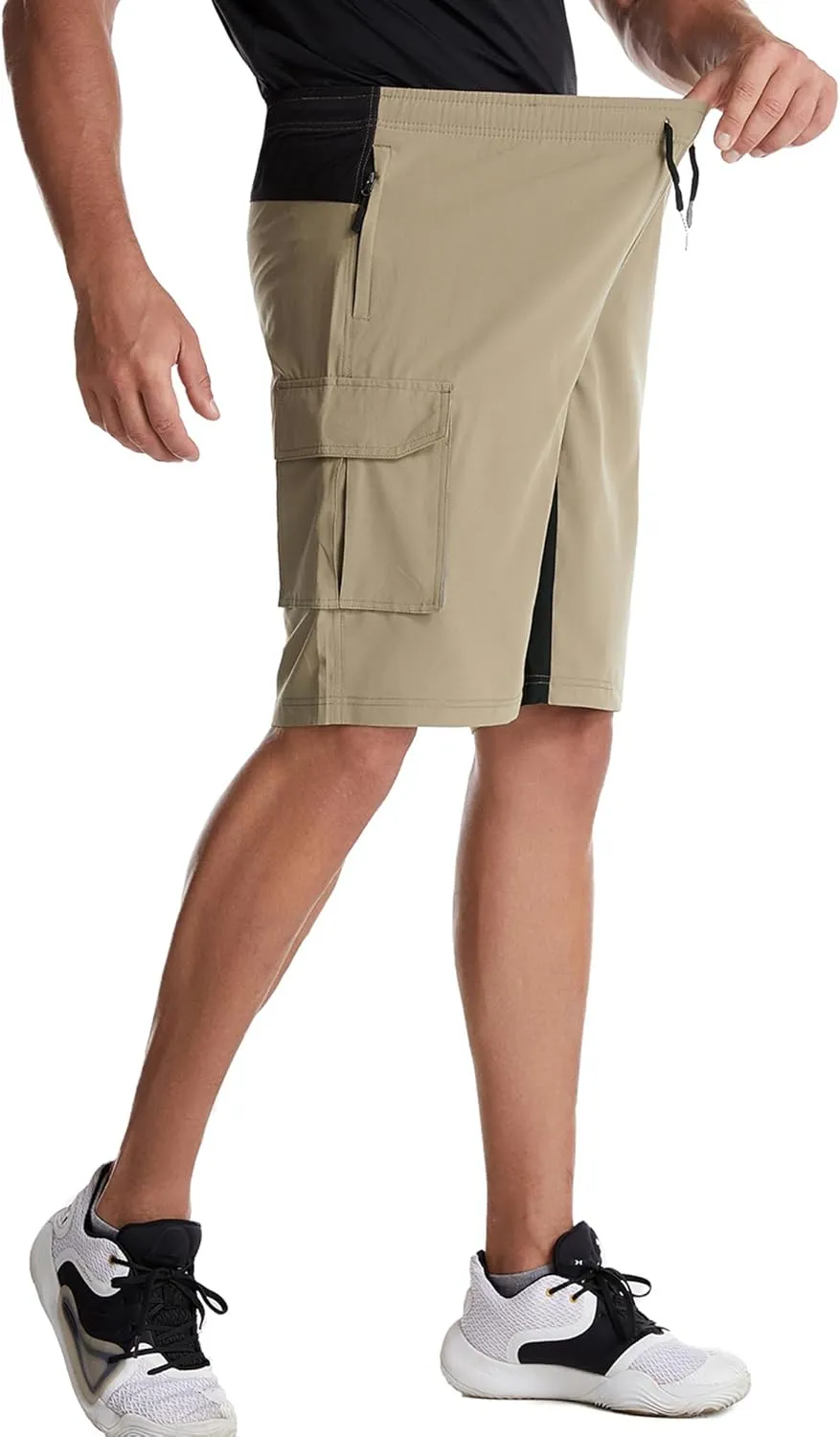Mr.Stream Men's Summer Quick Drying Fishing Zipper Pocket Elastic Waist Golf Cargo Shorts