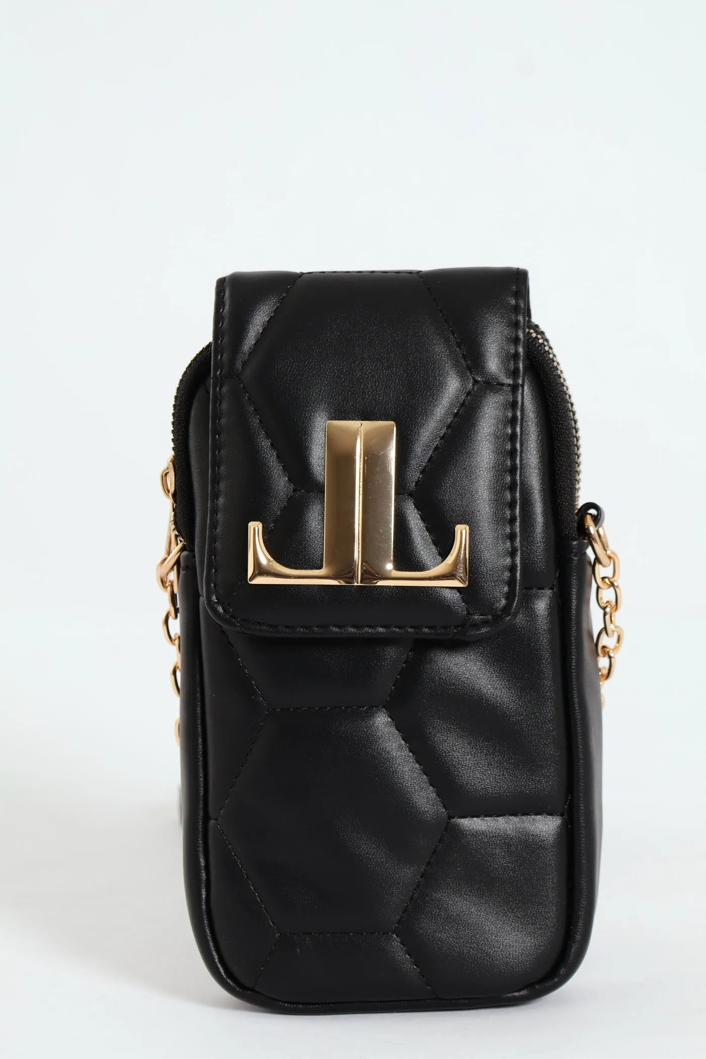 Multi Compartment Cellphone Satchel Bag - Black