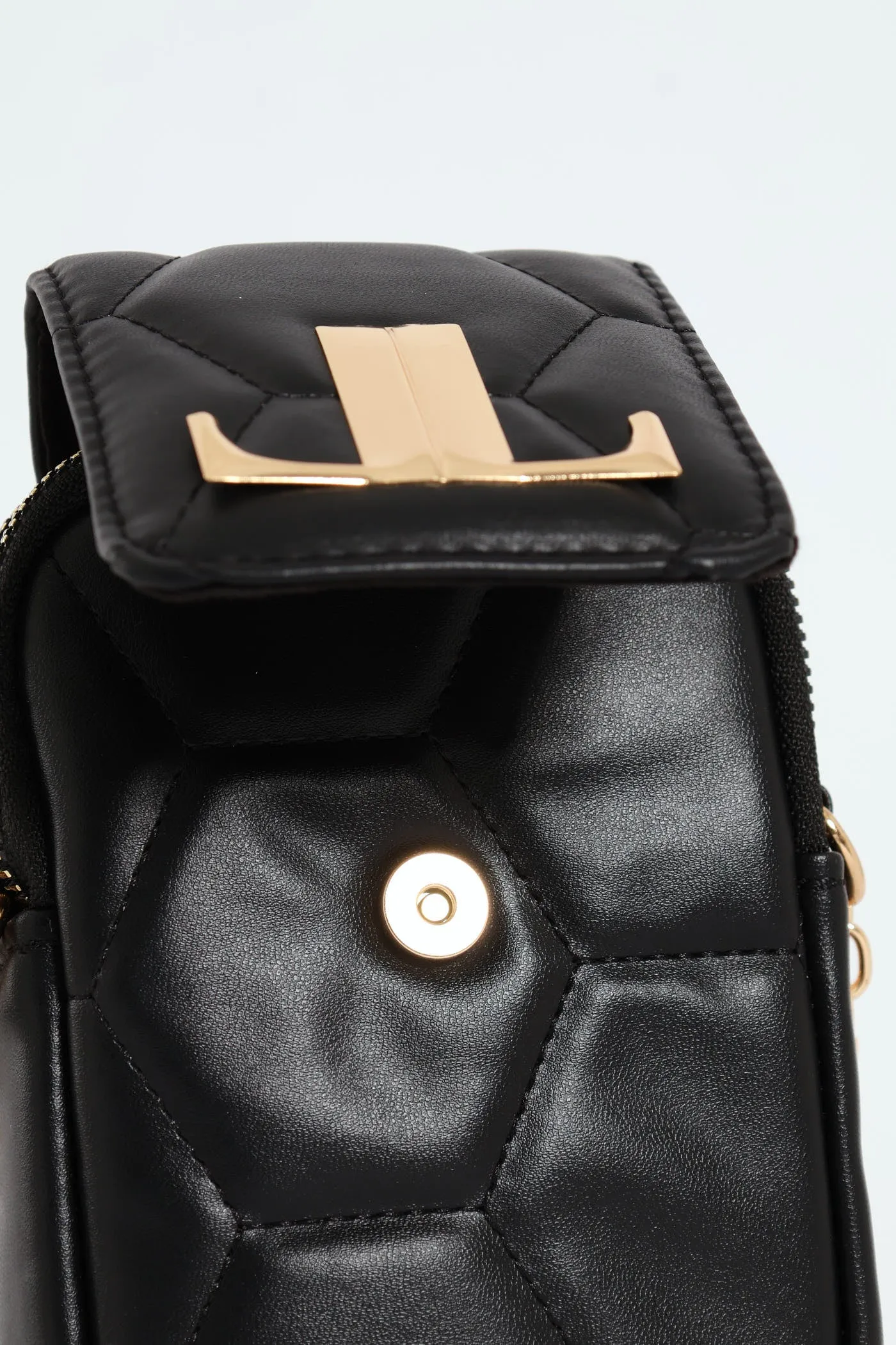 Multi Compartment Cellphone Satchel Bag - Black