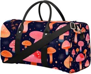 Mushroom Colorful Travel Duffel Bag for Women Men Waterproof Foldable Overnight Weekender Bag Large Capacity Sports Gym Bag