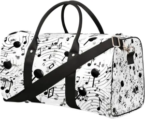 Music Note Travel Duffel Bag for Women Men Waterproof Foldable Overnight Weekender Bag Large Capacity Sports Gym Bag