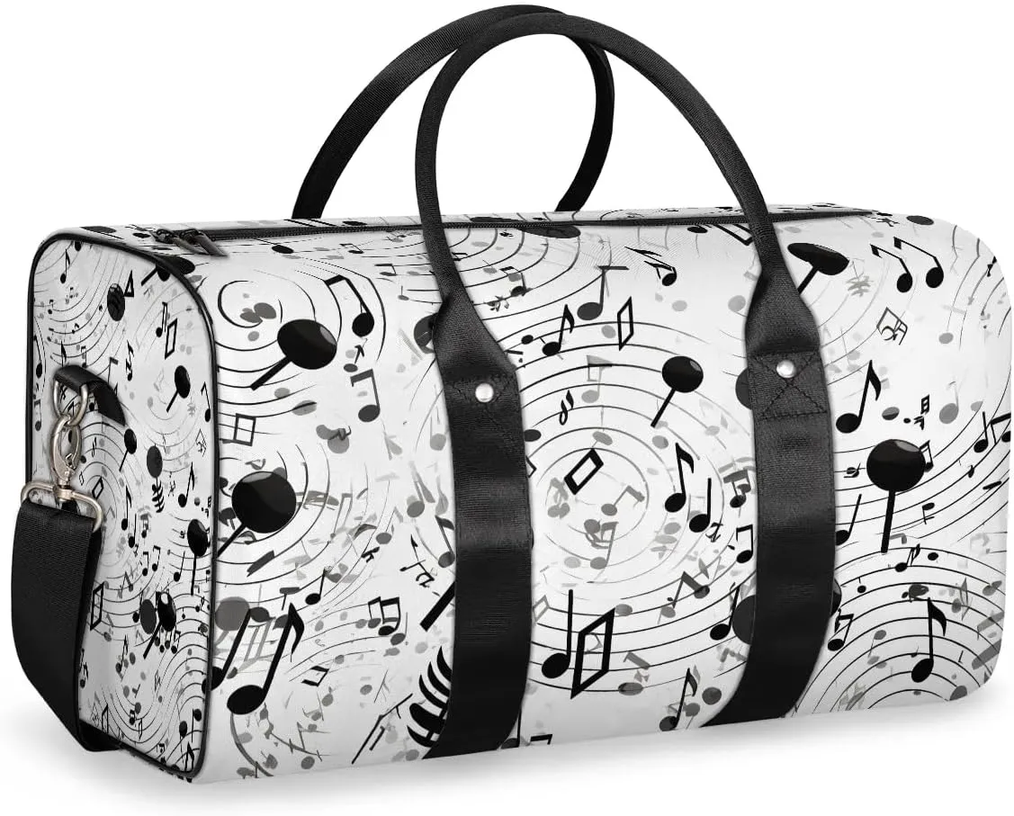 Music Note Travel Duffel Bag for Women Men Waterproof Foldable Overnight Weekender Bag Large Capacity Sports Gym Bag