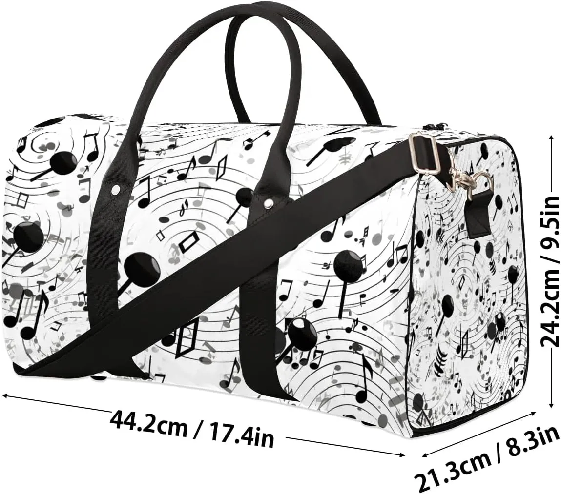 Music Note Travel Duffel Bag for Women Men Waterproof Foldable Overnight Weekender Bag Large Capacity Sports Gym Bag