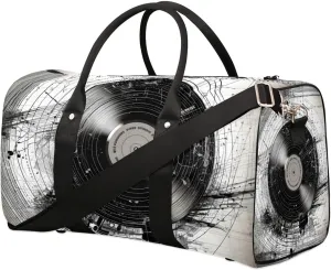 Music Records Travel Duffel Bag for Women Men Waterproof Foldable Overnight Weekender Bag Large Capacity Sports Gym Bag