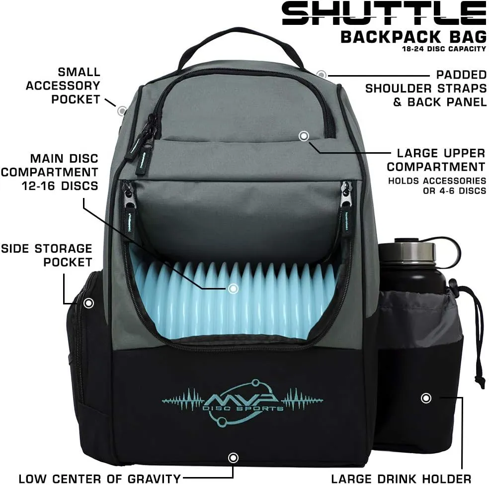 MVP Disc Sports Shuttle Disc Golf Backpack Bag (Choose Your Style and Color)