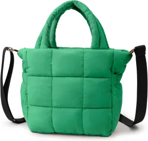 NAARIIAN Women Puffer Tote Bag Top Handle Lightweight Handmade Waterproof Nylon Puffy Shoulder Dupe Purse For Gym Work Travel