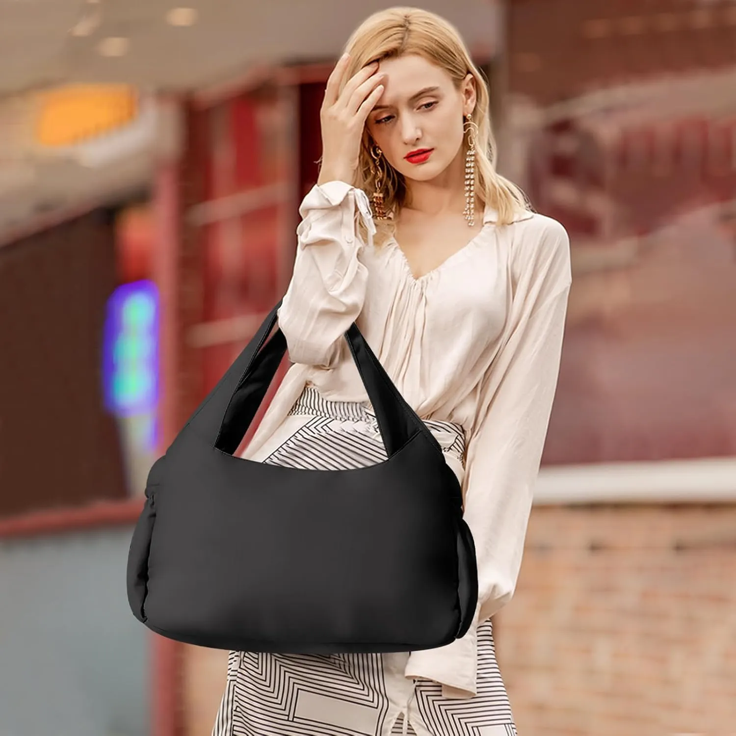 NAARIIAN Women Waterproof Top-Handle Tote Handbag Cotton Padded Hobo Purse With Detachable Strap