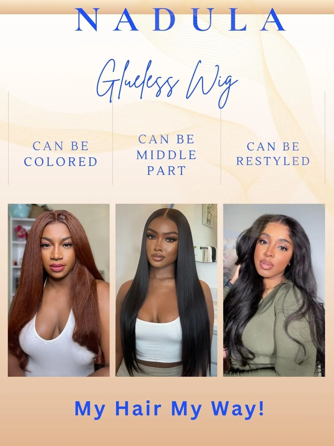 Nadula Bye Bye Knots Yaki Straight Glueless Wig Human Hair with Elastic Drawstring Pre Cut 7x5 Invisible Knots HD Lace Front Put on and Go Wigs Pre Everything Glueless Light Kinky Staight Wigs 16inch