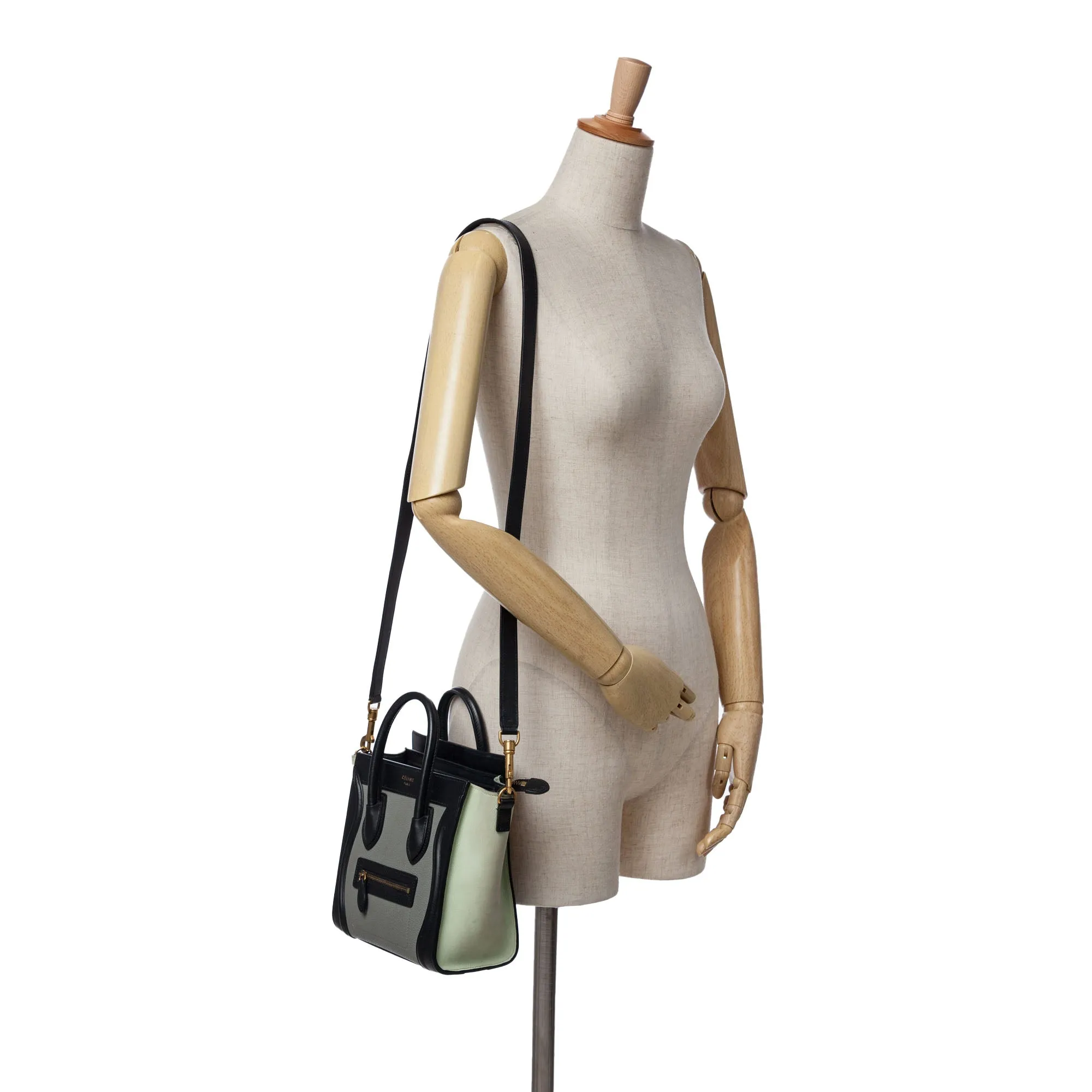 Nano Tricolor Leather Luggage Tote