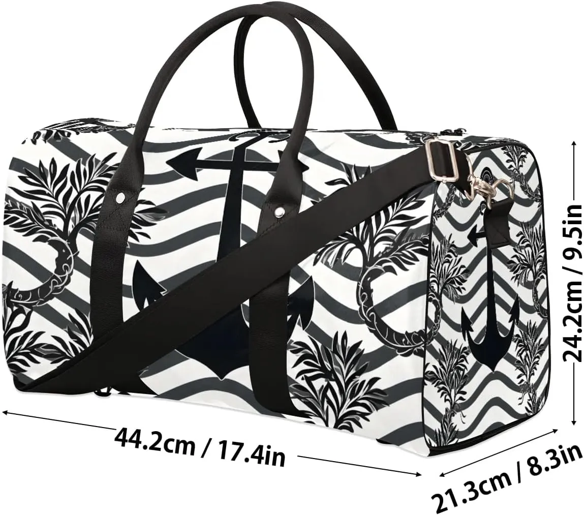 Nautical Ocean Sea Anchor Travel Duffel Bag for Women Men Waterproof Foldable Overnight Weekender Bag Large Capacity Sports Gym Bag