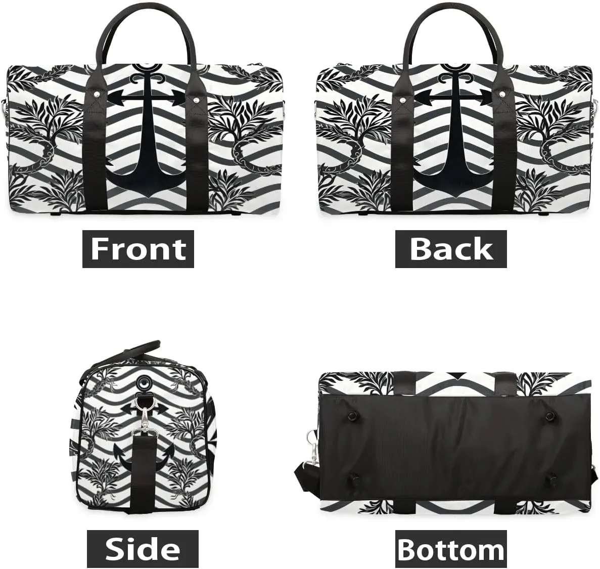 Nautical Ocean Sea Anchor Travel Duffel Bag for Women Men Waterproof Foldable Overnight Weekender Bag Large Capacity Sports Gym Bag