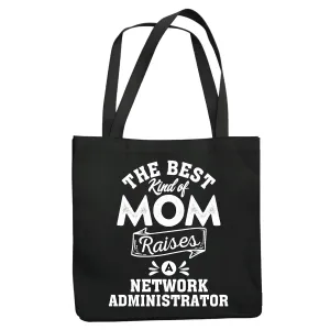 Network Administrator Mom Gift for Mothers Day Best Kind of Mom Navy Black Multicolor Canvas Tote Bag