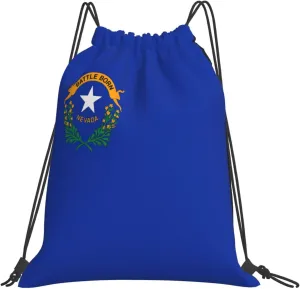 Nevada State Flag print Casual drawstring backpack fitness bag, fashionable, fit for sports travel and daily use