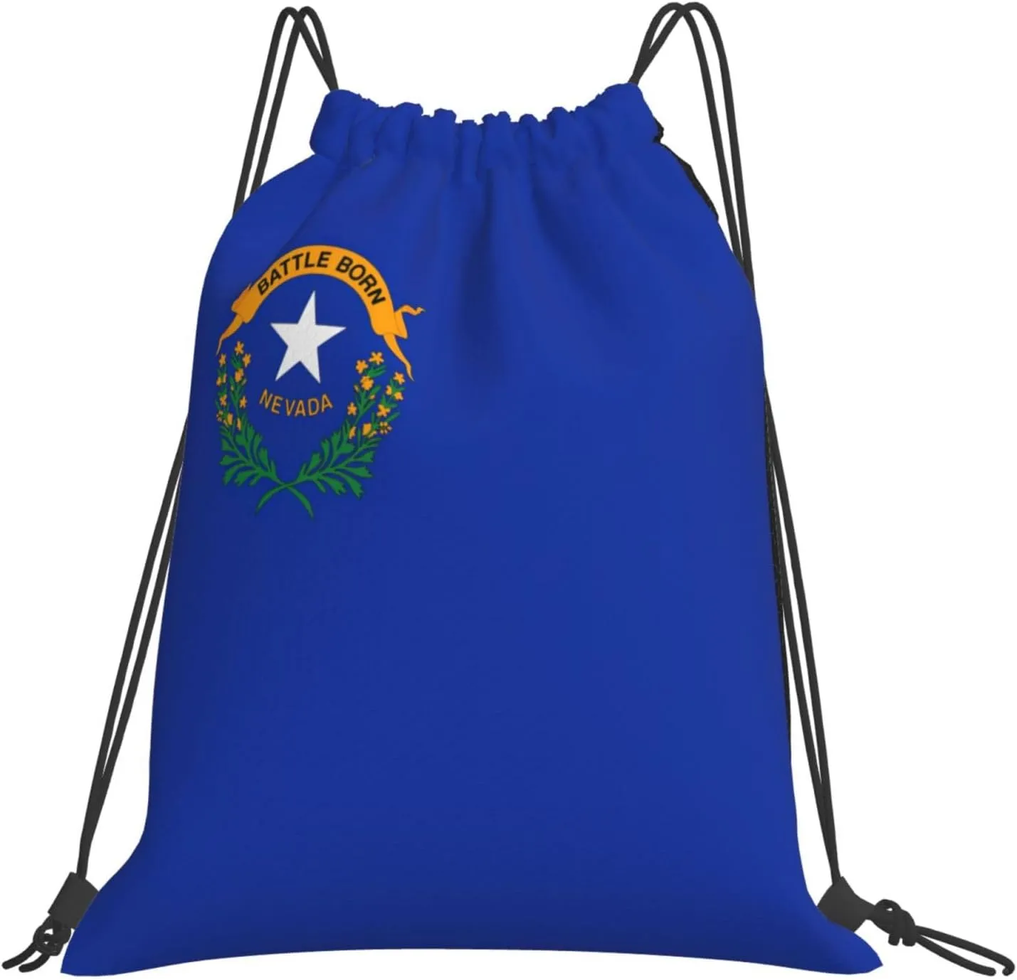 Nevada State Flag print Casual drawstring backpack fitness bag, fashionable, fit for sports travel and daily use