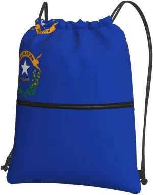 Nevada State Flag Print Drawstring Backpack â€“ Lightweight & Durable Gym Bag for Sports, Travel, Hiking, Yoga, and More