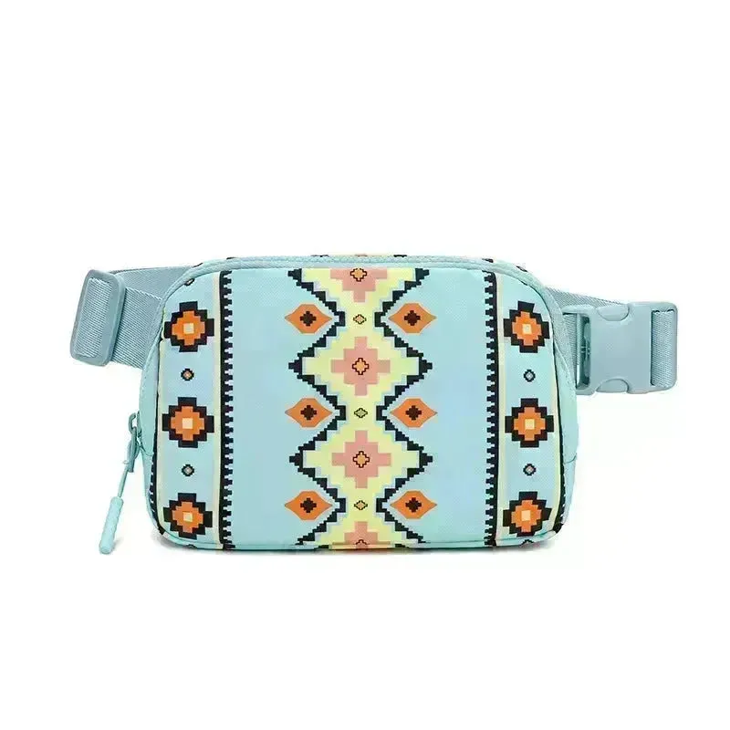 New Bohemian Print Waist Bag With Adjustable Shoulder Strap Fashion Casual Outdoor Running Crossbody Waist  Bag For Women