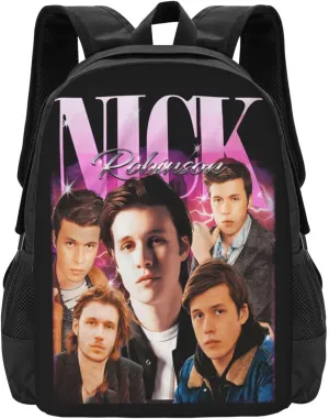 Nick Actors Robinson Backpack Laptop Computer Bag Double Shoulder Bags Casual Daypack for Travel Work Business Outdoor 15.6 Inch