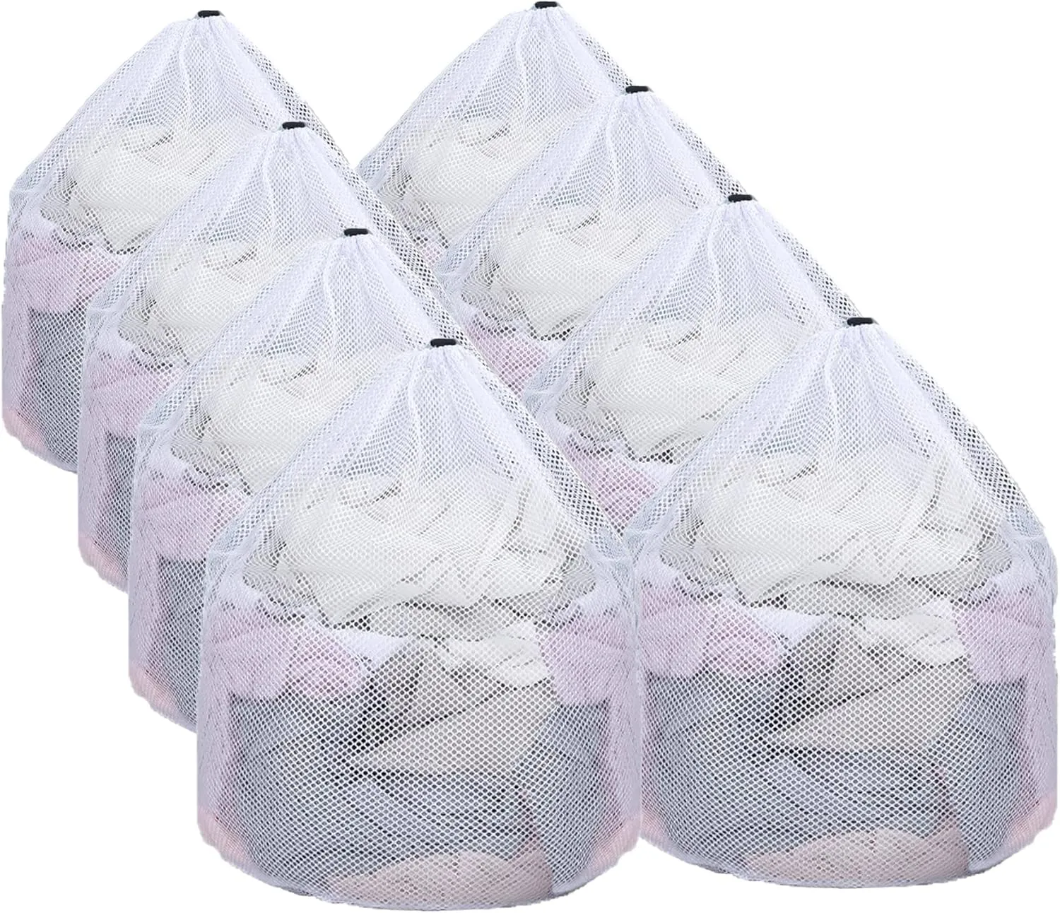 Nicunom 8 Pcs Mesh Laundry Bags, 24" x 31" Large Laundry Bag With Drawstring Closure, Machine Washable Bags for Travel Storage, College, Dorm, Laundromat, Apartments