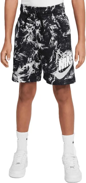 Nike NSW Washed All Over Print Shorts (Little Kids/Big Kids) Black