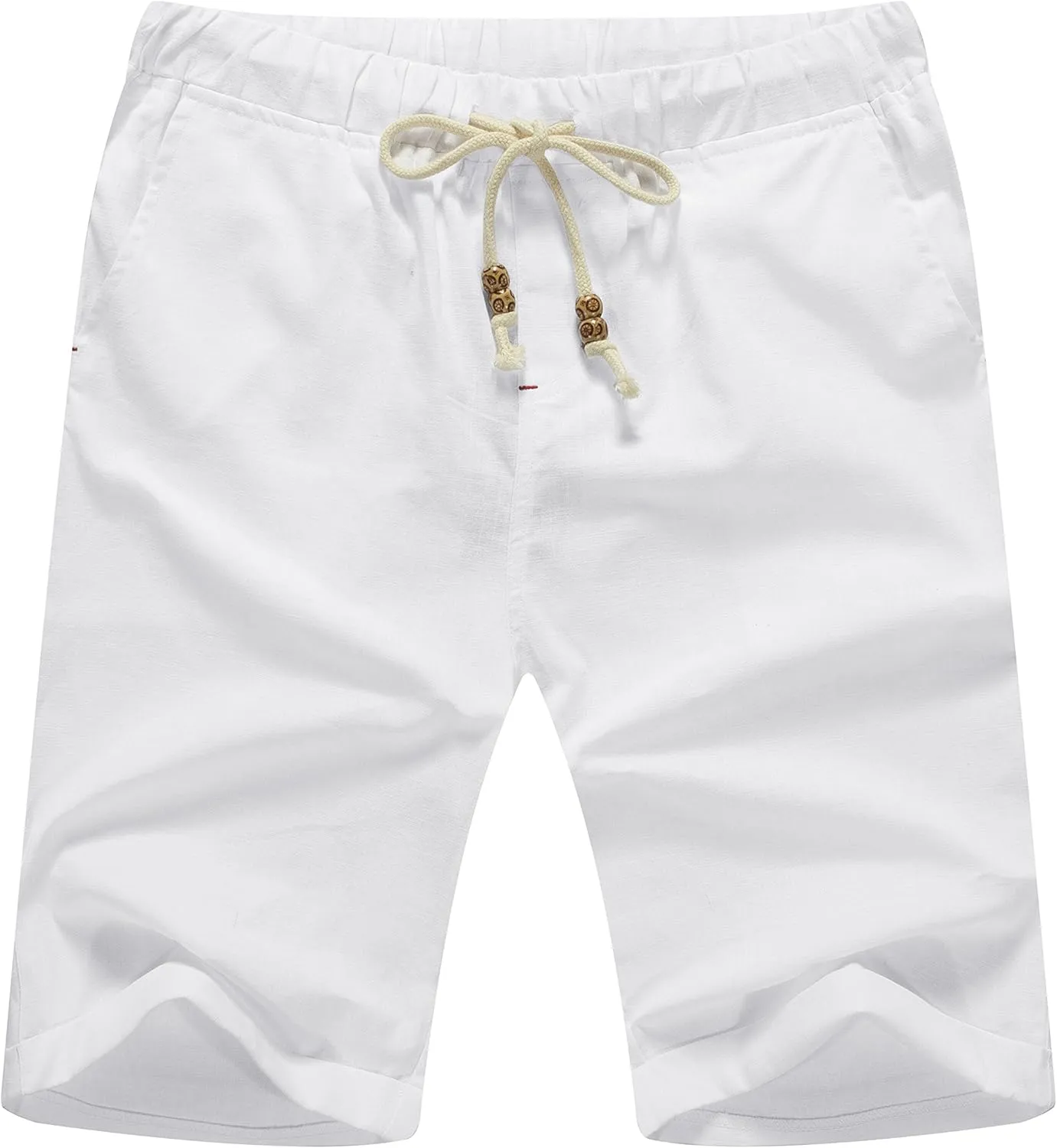 NITAGUT Men's Linen Casual Classic Fit Short Drawstring Summer Beach Shorts