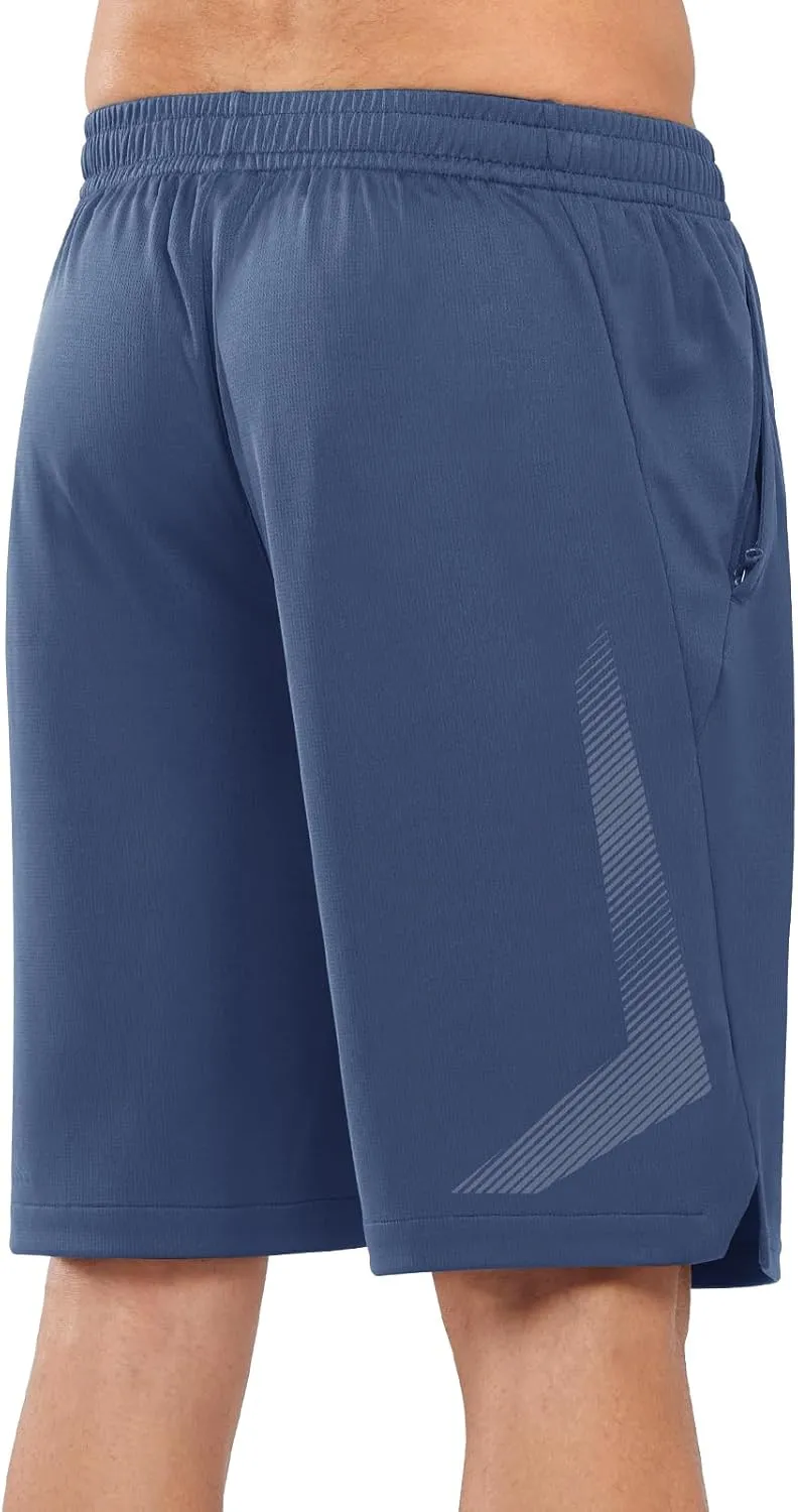 NORTHYARD Men's 10" Athletic Basketball Shorts with Zipper Pockets Quick Dry Lightweight Running Workout Gym Tennis Shorts