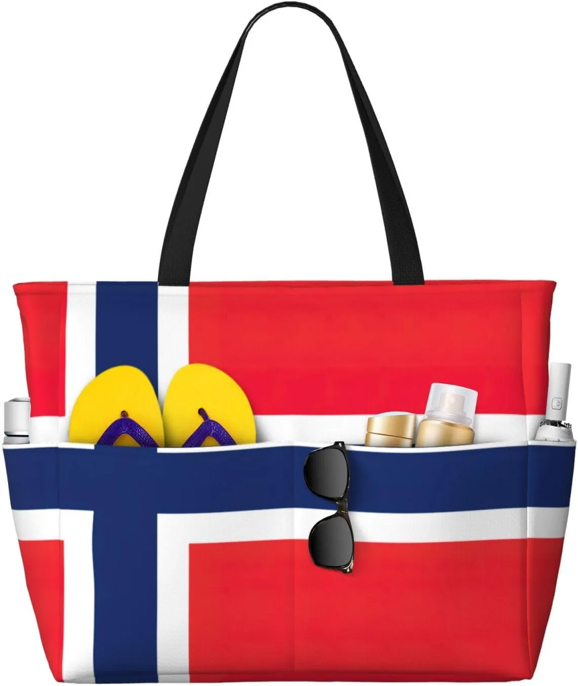 Norwegian flag Print Generic Large Capacity Beach Travel Bag - Swim Backpack/Family- Pool Accessories