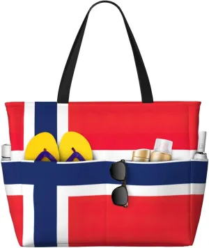 Norwegian flag Print Generic Large Capacity Beach Travel Bag - Swim Backpack/Family- Pool Accessories