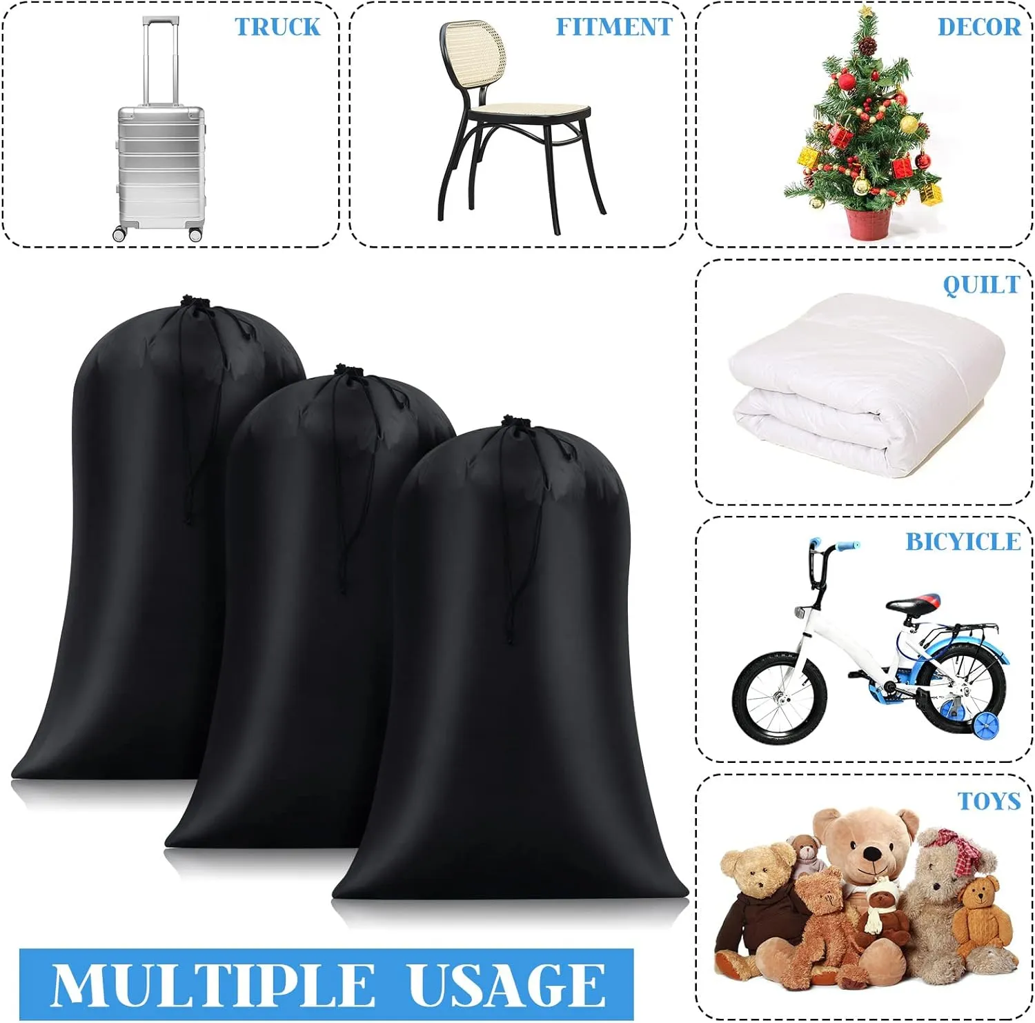 Nuanchu 6 Pcs 40 x 60 Extra Large Laundry Bag Giant Storage Laundry Reusable Multipurpose Bag for Damp Proof Luggage Suitcase Clothes Comforters Furniture Blankets Cover