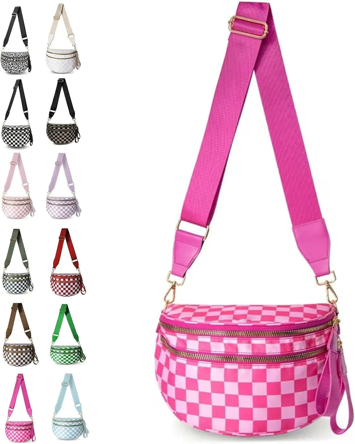 Nuvore Crossbody Bag, Nuvore ComfortBag, Checkered Bum Handbags with Shoulder Strap, Fashion Large Capacity Sports Bag