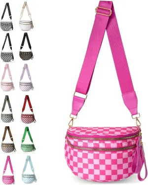 Nuvore Crossbody Bag, Nuvore ComfortBag, Checkered Bum Handbags with Shoulder Strap, Fashion Large Capacity Sports Bag